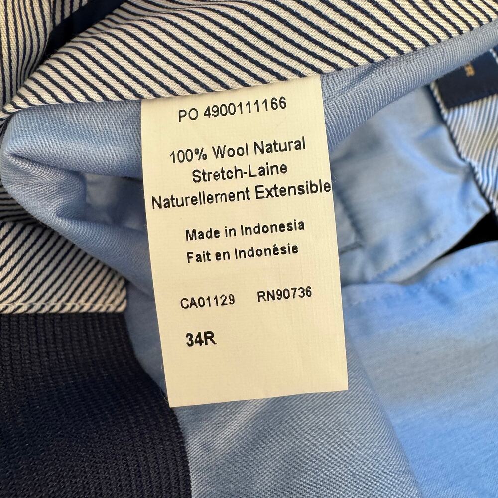 NWT Hart Schaffner Marx Chicago Fit Wool Dress Pants 34R Black Expander Waist - Picture 5 of 5